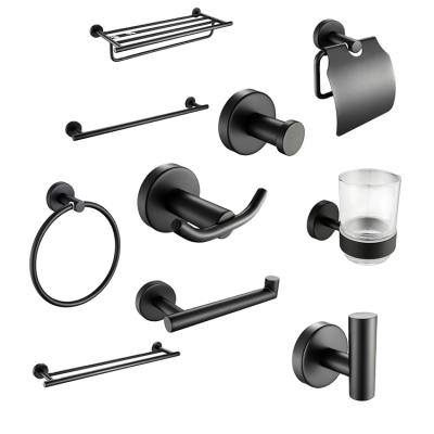 China Viable Wholesale Bathroom Accessories Set Matte Black China Stainless Steel Hotel Black Bathroom Accessories Set On Sale for sale