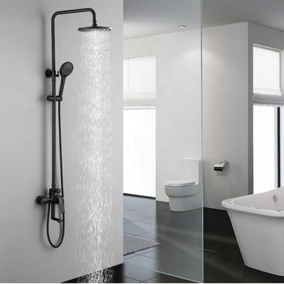 China With Warranty Economical Black Main Square Sliding Bar Quality Shower Single Handle Hose Faucet Chrome Plated Brass Rain Shower Set For Bathroom for sale