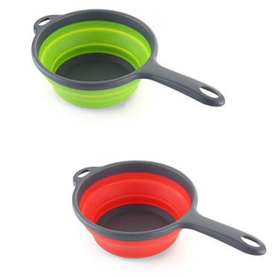 China Water Viable Foldable Pocket Vegetable Fruit Washing Spoon Folding Water Cup Scoop for sale