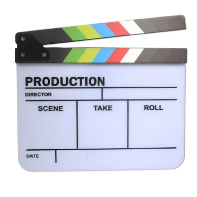 China Film Clapboard (9.85x11.8 inch flexible acrylic plastic dry erase director) with color sticks for sale