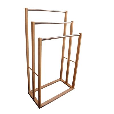 China 3 Tier Contemporary Bamboo Wooden Towel Rack Freestanding Rack for sale