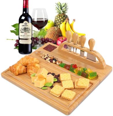 China Cheese Board and Sustainable Bamboo Knife Set, Cheese Dishes and Cheese Serving Platter for sale