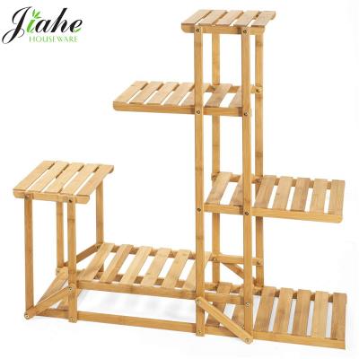 China Modern Bamboo Flower Rack Plant Stand Flower Pots Organizer for sale