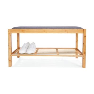 China Expandable Bamboo Shoe Rack Bench Storage Shelf Organizer for sale