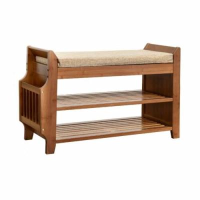 China Traditional Bamboo Storage Bench Organizer Shelf for sale