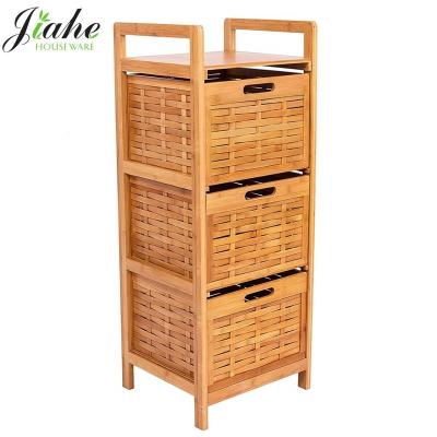 China Sustainable 3-Drawer Storage Tower 3-Drawer Bamboo Chest for sale