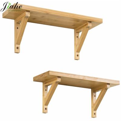 China Contemporary Bamboo Wall Mounted Floating Shelves Wall Storage Shelves for sale