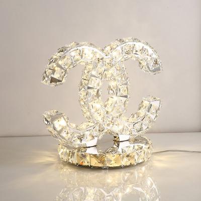 China Nordic wholesale decorative bedside bedroom decorative cc design K9 crystal glass hotel room luxury modern table lamp for sale