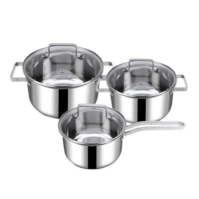 China Top Selling Customizable General Sauce Stocked Soup Stove Kitchen 6 Pcs Stainless Steel Cookingware Cooking Pots Cookware Sets Te koop