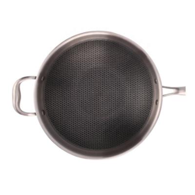 China Viable Multifunctional Design 32cm Pan Honey Comb Frying Pan Non-Stick Stainless Steel TRIPLY for sale