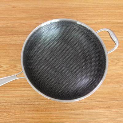 China TRIPLE Sustainable Stainless Steel Honey Comb Non-Stick Frying Pan With Herb Lid for sale