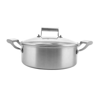 China PURE COOK Casserole Pot Sustainable Stainless Steel Soup Cookware Non Stick Capacity With Glass Lid à venda