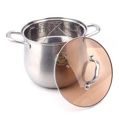 China High Stocked Soup Pot Stainless Steel Casserole Cookware With Steaming Row Induction Steamer for sale