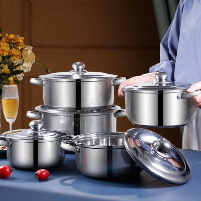 China Sustainable 10 Pcs Kitchen Soup And Stock Pots Cooking Pot Sets Stainless Steel Cookware SUS410 Sets for sale