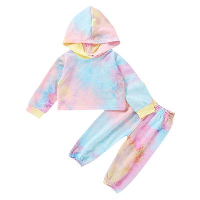 China Vintage Autumn Newborn Baby Boy Girls Clothes Long Sleeve Tie Dye Print Hoodies+Long Pants Toddler Kids Children Tracksuits Clothing Set for sale