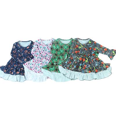 China Toddler girl washable dress is a long sleeve printed dress for girls to wear in the fall for sale