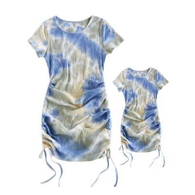 China Women Clothing Elegant Solid Rib Knit Anti-Static Tie Dye Women's Classy Dresses Casual Dress Ladies Summer Party Long Dress for sale