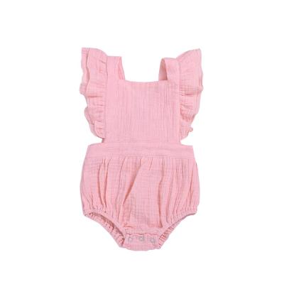 China Lovely Babies Cotton Seersucker Romper Toddler Summer Sleeveless Baby Boutique Clothes for sale