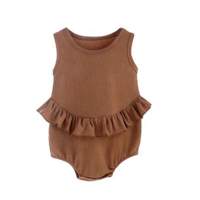 China Spandex/Cotton Baby Clothes Romper Brown Ribs Cotton Babies Clothing Set 100% Cotton Toddler Baby Rompers for sale