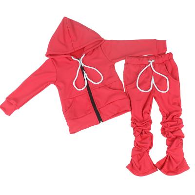 China Formal boutique girls wear sportswear and pants red 2pcs add logo for babies aged 1-12 for sale