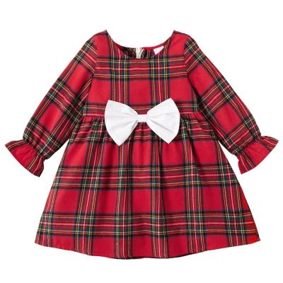 China Hot Sale Girls Plaid Dress Toddler Western Girls Breathable New Year Dress Children Spring Clothing Girls Dress for sale