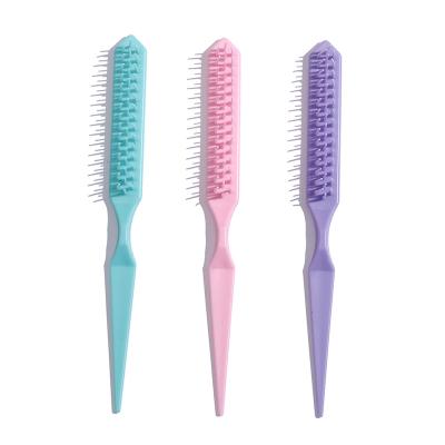 China Private Label Waterproof Hot Selling Plastic Edge Hair Salon Customized Thermal Plastic Hair 3-Rows Nylon Teasing Brush for sale