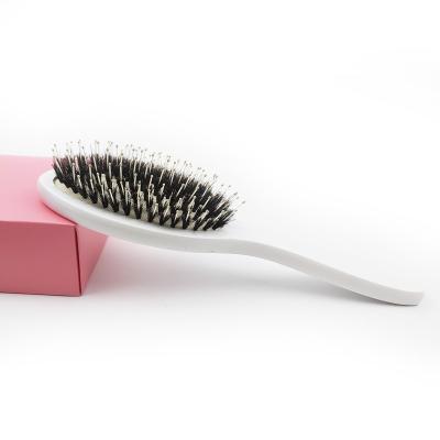 China Eco Waterproof Custom White Wood Hair Brush Boar Bristle And Nylon Hair Brush for sale