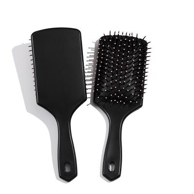 China Home and Salon Waterproof Black Plastic Hair Brushes Oval and Square Hair Straightening Brushes Nylon Custom Private Massage Hairbrushes Logo for sale