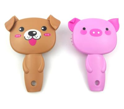 China Waterproof Kids Hair Brush For Gift Bristle Hair Brush High Quality Plastic Nylon Cute Dog And Pig Shapes Wholesale Hair Brushes for sale