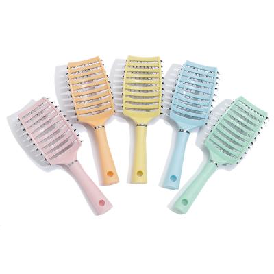 China Custom Round Colorful Logo Hair Extension Brush Vegan Boar Bristle Plastic Hair Brush pp Detangling Waterproof Duct Handle Hair Brush for sale