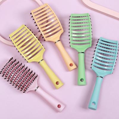 China Nondisposable Wholesale Salon Hairdressing Hair Extension Comb ABS Hair Detangler Tangle Knot Hair Detangling Brush Soft Black Laser for sale