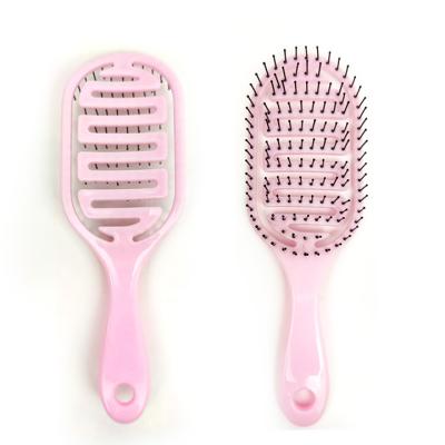 China Large Curved Duct Waterproof Plastic Detangling Brush Straightens Cute Pink Soft Hair Boar Hair Styling Women Logo Hair Brush Manufactures for sale