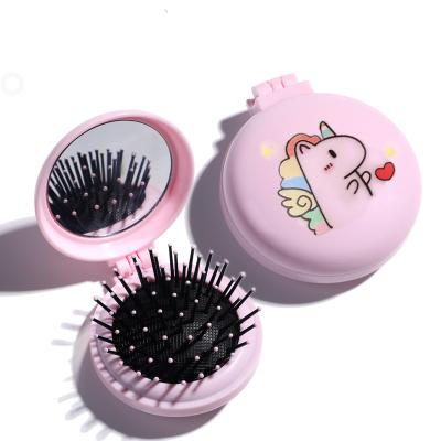 China Waterproof Plastic Hair Brush Custom Massage Hair Brush Promotion Foldable Hair Brush With Mirror for sale