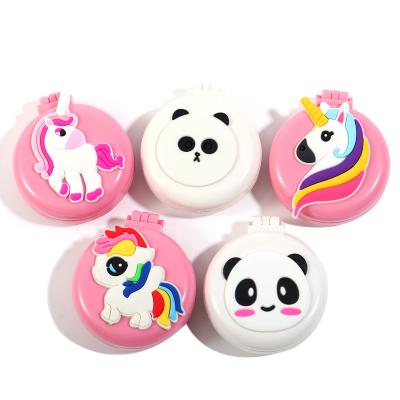 China Waterproof Brand Your Own Cartoon Kids Hair Brush Comb and Detangling Brush 3D Floding Round Rainbow Hair Brush Pad for Girl for sale