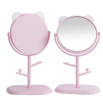 China Custom Cheap Makeup Mirror Beauty And Glass Pink Cat Ear Shape Decorative Mirror Cute Make Up Suitable For Girls As A Gift for sale