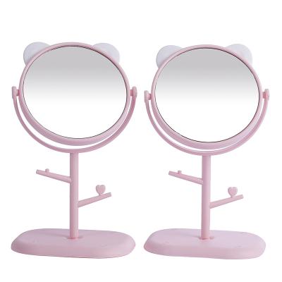 China New Fashion Multifunctional Pink Cat Ears Placed Desktop Non-specific High-definition Makeup Mirror for sale