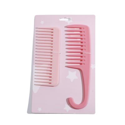 China Large Comfortable Wide Comb Set Custom Hanging Colorful Hairbrush and Professional Plastic Salon Comb for sale