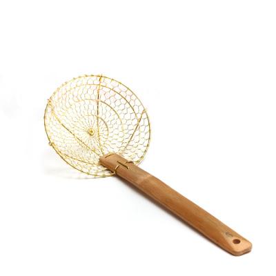 China Viable Handmade Brass Skimmer Kitchen Utensils Asian Spider Wire With Bamboo Handle Wholesales for sale