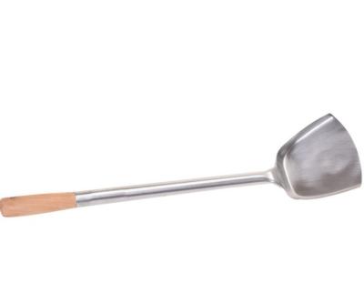 China Stainless Steel Disposable Kitchen Turner With Wooden Handle For Cooking Spatula for sale