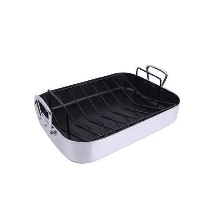 China Viable Professional Cookware Pan With Sanded Exterior Aluminum Nonstick Roaster for sale