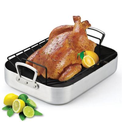 China Viable Restaurant Cookware Non-Stick Roaster Pan With Hard Anodized Exterior for sale