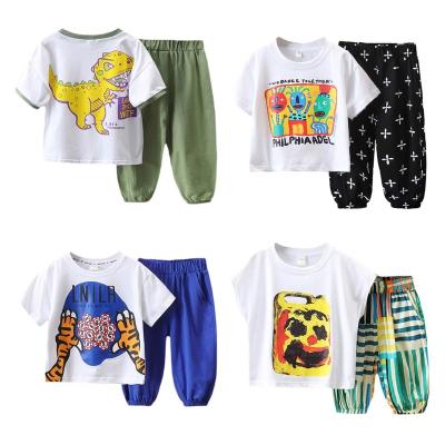 China 1-8 Years Anti-Shrink Children's Clothing Set 2 100% Cotton Children's Sports Clothing Sets Summer Casual Children's Shorts T-shirt for sale