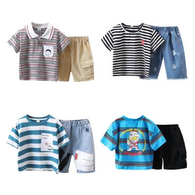 China Boys girls summer children anti-shrink T-shirt shorts children's clothing set set children's clothing baby short sleeve set for sale