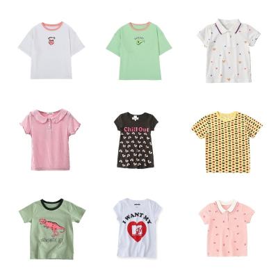 China Wholesale European and American children's clothing 2023 new girls anti-shrink summer short-sleeved tops children's T-shirt for sale