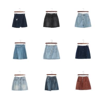 China Breathable Wholesale Summer Sky Blue Fading Fringed Ladies Jean Skirt Women Denim Skirt Short Edge Denim for sale