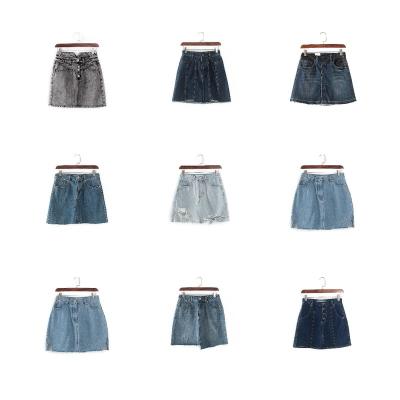 China Breathable Custom Sexy Girls Super Short Jean Skirt Blue Pleated Cut Waist Low Off Denim Mini Skirt With Belt For Women for sale