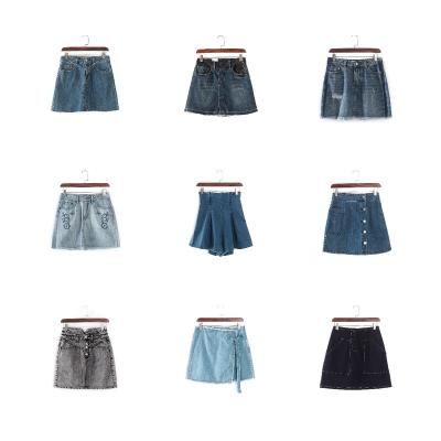 China Breathable Hot Sales Women's Sexy Bodycon Raw Edge Ripped Mini Denim Skirt Blue Short Jean Skirt for sale