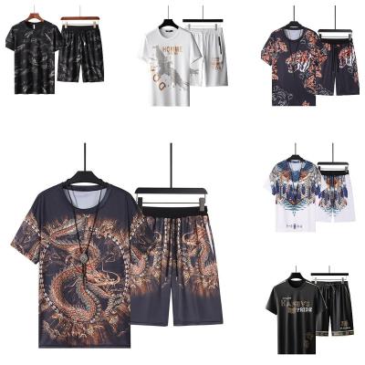 China Summer Men's Short Sleeve Loose Waffle QUICK DRY Trend Five Hundred Sports Casual Suit Shorts for sale