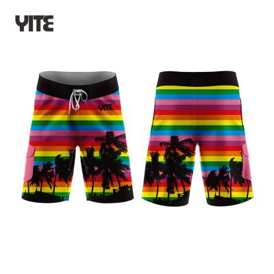 China Breathable 100% Polyester Spandex Swim Shorts Men for sale