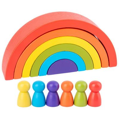 China Small Rainbow Building Block Eco-friendly Material Wooden Arch Bridge Shaped Semicircle Children's Early Education Folding Toy for sale